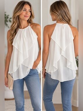She & Sky White‎ Gorgeous Top NWT